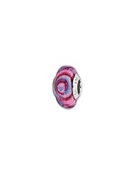 Sterling Silver Pink/Blue Swirls Overlay Glass Charm