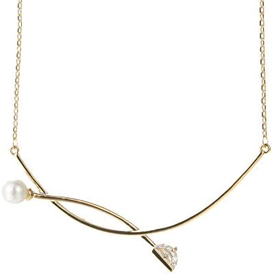 Infinite Charming Jewelry "Meet You" Crossed Pearl and Crystal Necklace 16.73"