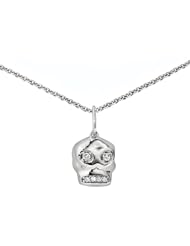 Ze Sterling Silver Diamond Skull Pendant.