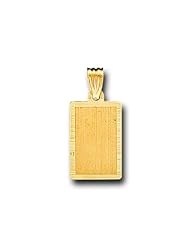 14K Solid Yellow Gold Dog Tag ID Charm Pendant