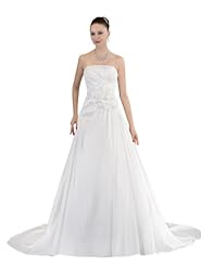 Strapless Spring Fall Winter Beaded Sequined Taffeta Wedding Dress  with a Chapel Train 