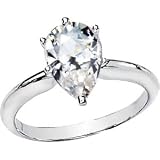 14K White Gold Created Moissanite Solitaire Engagement Ring