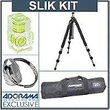Slik Pro 500DX Super Alloy A.M.T. Tripod Legs and 3-Way Pan/Tilt Head kit, with Adorama Deluxe Tripod Case, Double Bubble Level, Tripod Hanger