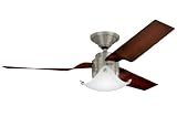 HUNTER HR 23926 52 Ceiling Fan Brushed Nickel With Light & 3 Coffee Beech Blades