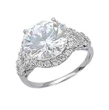 Steling Silver Engagement Ring With Round Cubic Zirconia in Cluster Setting and Paved Sides 31TKyJZJ7HL. SL160 Steling Silver Engagement Ring With Round Cubic Zirconia in Cluster Setting and Paved Sides