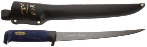 Marttiini Messer Finnisches Filiermesser - beschichtete Klinge - 23 cm - Kautschuk-Griff - Lederscheide 902923
