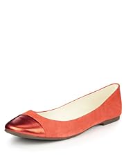 Water Repellent Suede Metallic Toe Cap Pumps