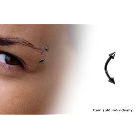 Anodized Titanium Black Neon Color Eyebrow Rings - 16 Gauge