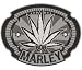 BOB MARLEY - Marley Leaf - Antique Nickel Finish Belt Buckle