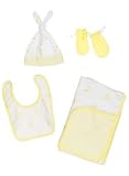 Bebini 4-Pc Layette Set with Blanket, Hat, Bib & Mittens