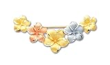 14k Tri-Color Satin Diamond-cut Floral Pin