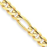 14k 9.5mm Concave Figaro Chain Anklet - 9 Inch