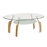 Global Furniture USA Francis Oval Glass Top Coffee Table in Cherry