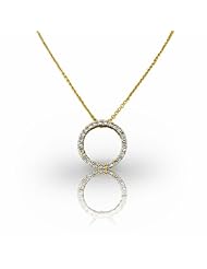14KT Yellow Gold Classic Style Circle Diamond Pendant. 3/4 CTW
