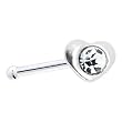 Sterling Silver Clear Gem Heart Nose Bone