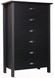 Chest Of Drawers  6 Drawer Black 445H X 285W X 16D