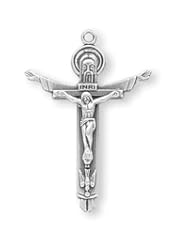 Sterling Silver Trinity Cross-18" Chain Boxed 1 1/4"x7/8" Patron Saint St. Medal Pendant Necklace In Gift Box