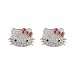 Adorable Silver Plated Hello Kitty Crystal CZ Stud Celebrity Teen Earrings With Pink Bow