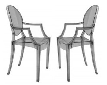 Designer Modern Louis Ghost Arm Chair - Smoke Acrylic Chair Set of 2 On Sale
