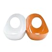 Twin Food and Water Pet Bowls - White/ Orange