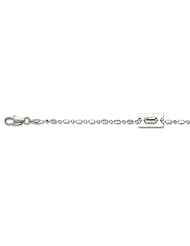 14K 20" White Gold 1.2mm Polish Diamond Cut Alternate Round And Long Rectangular Shape Bead Chain With Lobster Clasp