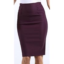 Petite High Waist Stretch Pencil Skirt with Shirred Waist Detail