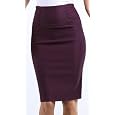 Petite High Waist Stretch Pencil Skirt with Shirred Waist Detail