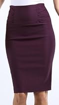 Petite High Waist Stretch Pencil Skirt with Shirred Waist Detail