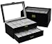 Watch Box Storage Display Chest for 20 Watches Black Wood Finish See Thru Top Jewlery Gift Case