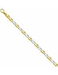 Genuine 14K Yellow Gold Two-Tone 6.5Mm Polished Fancy Link Bracelet 8.25 Inches 100% Satisfaction Guaranteed.