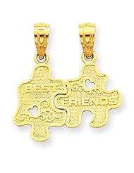 14k Gold Best Friends Puzzle Pieces Break-apart Pendant