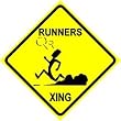 RUNNERS CROSSING sign * street sport athlete