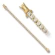 Gold Brass Bracelet with Clear CZ - 7 In Long