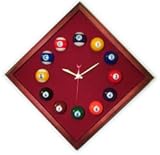 New Trademark 12in Diamond Billiard Clock Cherry & Burgandy Mali Felt Real Miniature Pool Balls New Trademark 12in Diamond Billiard Clock Cherry & Burgandy Mali Felt Real Miniature Pool Balls