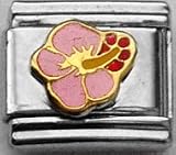 Clearly Charming Pink Hibiscus Italian Charm