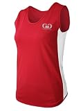 Women's Cut Single Ply Light Weight Dash Singlet-Moisture Management and Odor Prevention Technology-Triathlons, Marathons, Track, and Field Events-Colors Include Black, Navy, Royal Blue, and Red-Sizes SM-XXXL (Small, Red/White/Red)