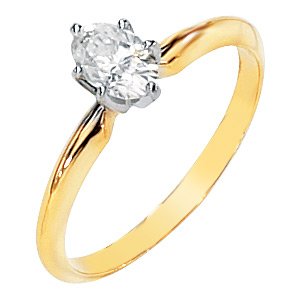 Gorgeous! Women's 14k White Yellow gold 7x5MM=(1CT) Polished Moissanite Solitaire Engagement Ring