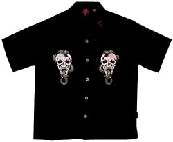 Snake Skull Embroidered Biker Shirt, Jawbreaker, Dragonfly