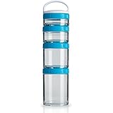 BlenderBottle GoStak Twist n' Lock Storage Jars, 4-Piece Starter Pak, Aqua