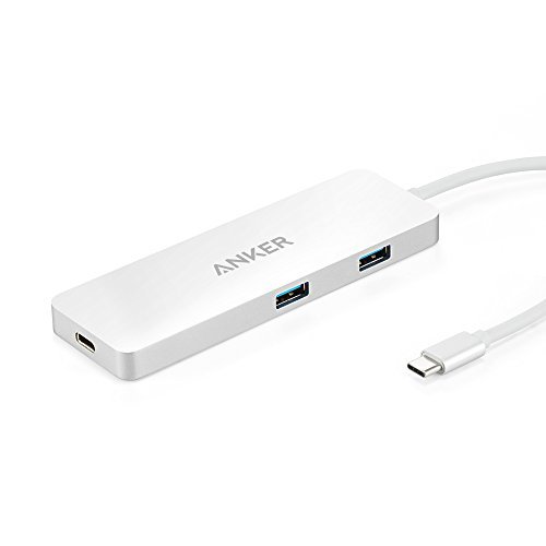Anker Premium USB-C Hub with HDMI and Power Delivery, 2 SuperSpeed USB 3.0 Ports, 1 HDMI Port, and 1 USB-C Input Charging Port with PD Specification, for the new MacBook 2016 and ChromeBook Pixel