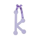 Lavender Gingham Hanging Letter - K