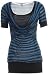 Fang Striped Tunic With Draped Neckline