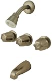 Trim Kit for 3-handle Shower Valve, Fit Price Pfister Compression Stem Showers, Satin Nickel Finish -By Plumb USA