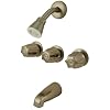 Trim Kit for 3-handle Shower Valve, Fit Price Pfister Compression Stem Showers, Satin Nickel Finish -By Plumb USA