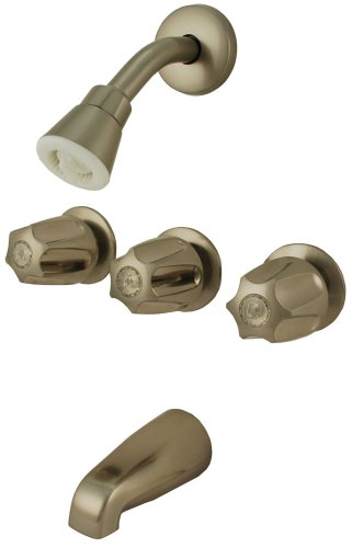 Trim Kit for 3-handle Shower Valve, Fit Price Pfister Compression Stem Showers, Satin Nickel Finish -By Plumb USA