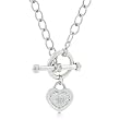 White Gold Rhodium Plated Charm Necklace with Clear CZ