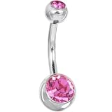 Pink Rose DOUBLE GEM Belly Ring