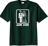 GAME OVER Funny Bride Groom Dark Green Novelty T-shirt