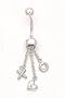 14k White X O Belly Ring - JewelryWeb
