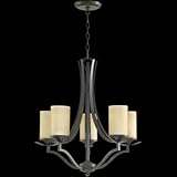 IMAGE OF Quorum 6096-5-86 Atwood - Five Light Chandelier, Oiled Bronze Finish with Amber Scavo Glass